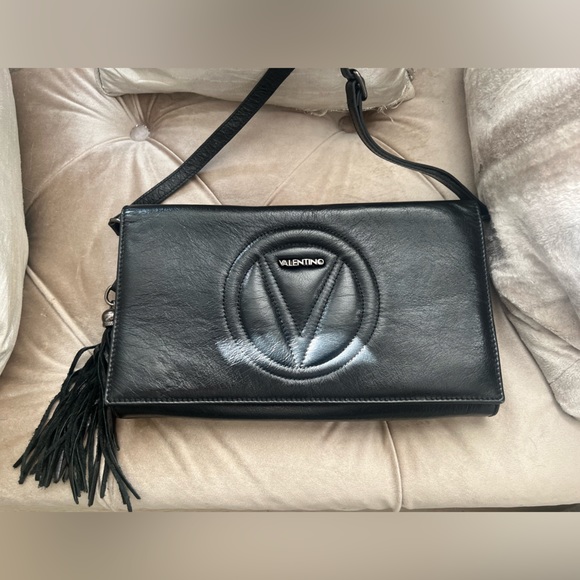 Valentino Handbags - Valentino clutch or crossbody like new black leather